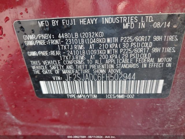 JF2SJADC6FH502944 Subaru Forester 2.5i Premium