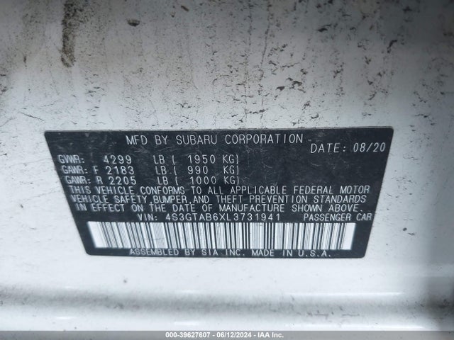 Subaru Impreza 5-door 2020 4S3GTAB6XL3731941 Image 9
