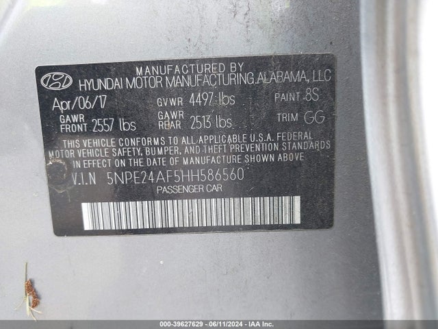Hyundai Sonata 2017 5NPE24AF5HH586560 Image 9
