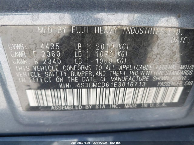 Subaru Legacy 2.5i Premium 2014 4S3BMCD61E3016713 Image 9