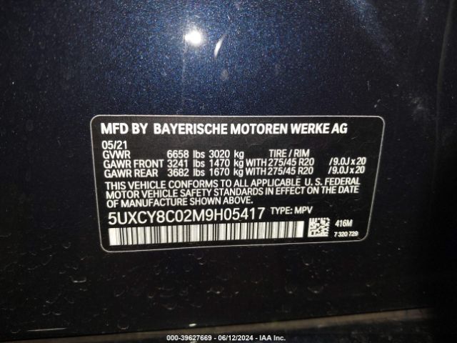 5UXCY8C02M9H05417 BMW X6 M50i