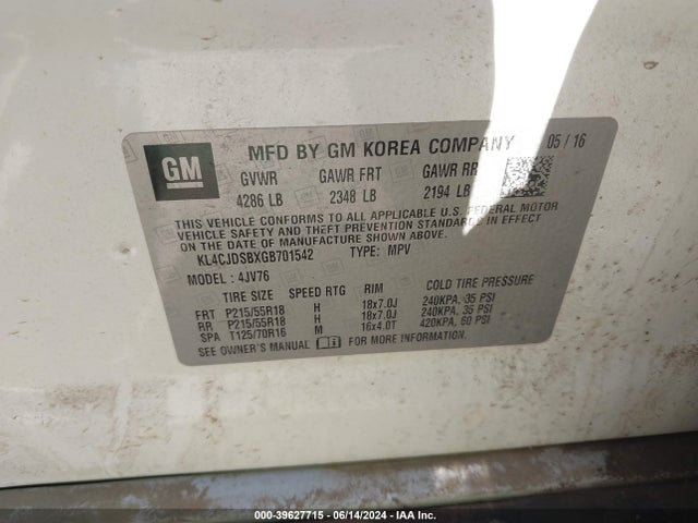 KL4CJDSBXGB701542 Buick Encore Premium