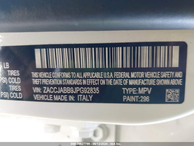 ZACCJABB9JPG92835 Jeep Renegade Latitude Fwd