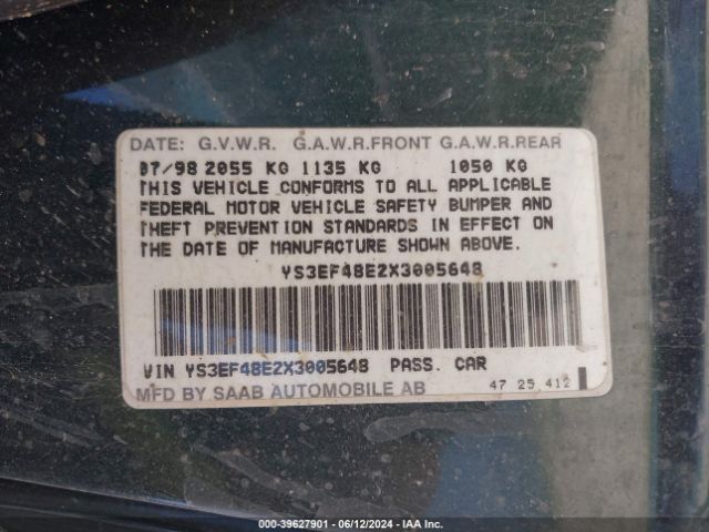 1999 SAAB 9-5 YS3EF48E2X3005648 Photo 8
