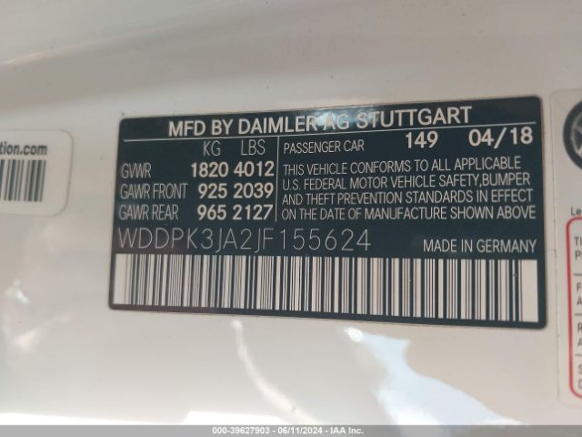 WDDPK3JA2JF155624 Mercedes-Benz Slc 300