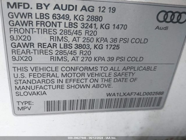WA1LXAF74LD002568 Audi Q7 Premium Plus 55 Tfsi Quattro Tiptronic