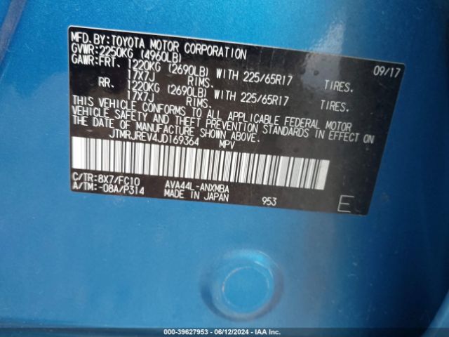 JTMRJREV4JD169364 Toyota Rav4 Hybrid Xle