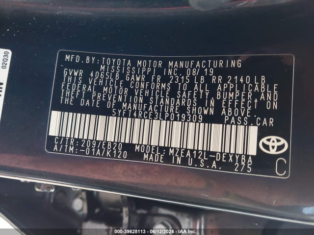 Toyota Corolla Xse 2020 5YFT4RCE3LP019309 Image 9