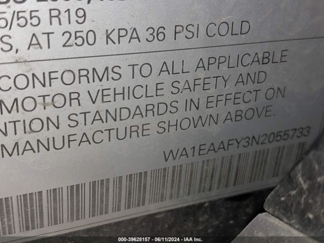 WA1EAAFY3N2055733 Audi Q5 Premium Plus 45 Tfsi S Line Quattro S Tronic