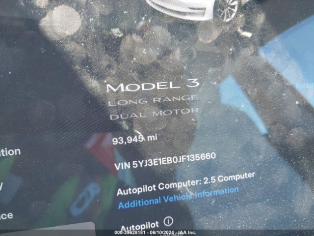 5YJ3E1EB0JF135660 Tesla Model 3 Long Range/performance