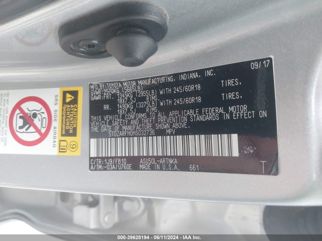 Toyota Highlander Le 2017 5TDZARFH0HS032736 Image 9