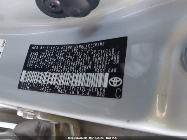 Toyota COROLLA LE 2022 5YFEPMAE2NP314555 Image 9