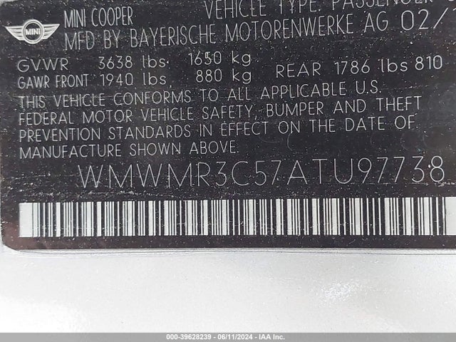 2010 MINI COOPER WMWMR3C57ATU97738 Photo 8