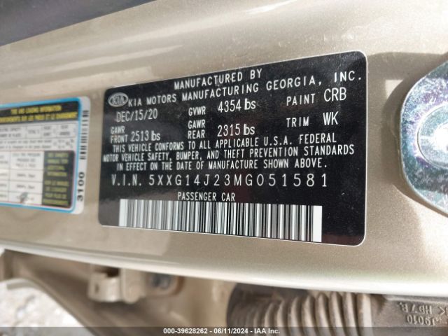 5XXG14J23MG051581 KIA K5 LXS