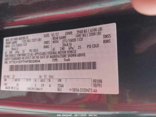 Ford F-150 Xl 2017 1FTEX1EP7HFB02904 Image 9