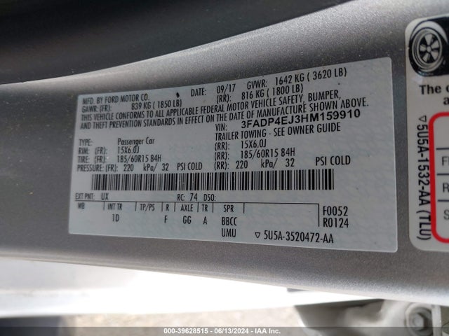 Ford FIESTA SE 2017 3FADP4EJ3HM159910 Image 9