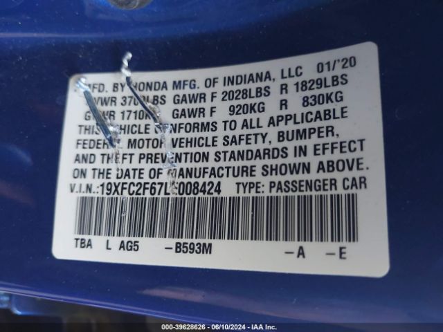 19XFC2F67LE008424 Honda Civic Lx