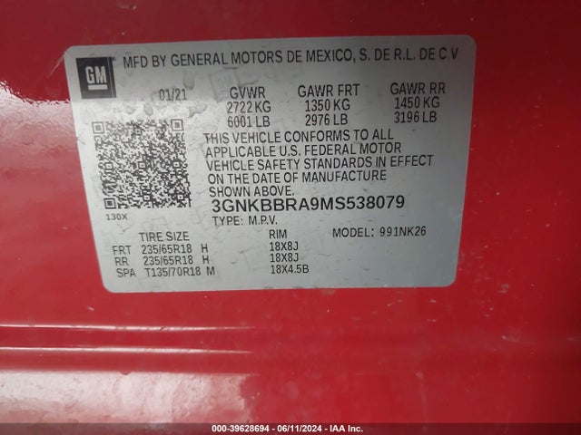3GNKBBRA9MS538079 Chevrolet Blazer Fwd 1lt