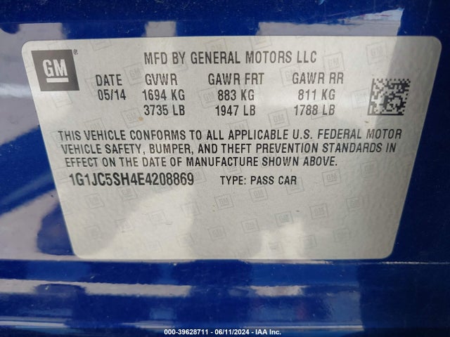 Chevrolet Sonic Lt Auto 2014 1G1JC5SH4E4208869 Image 9