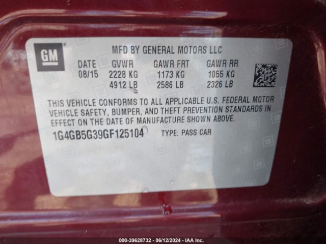 1G4GB5G39GF125104 Buick Lacrosse Leather