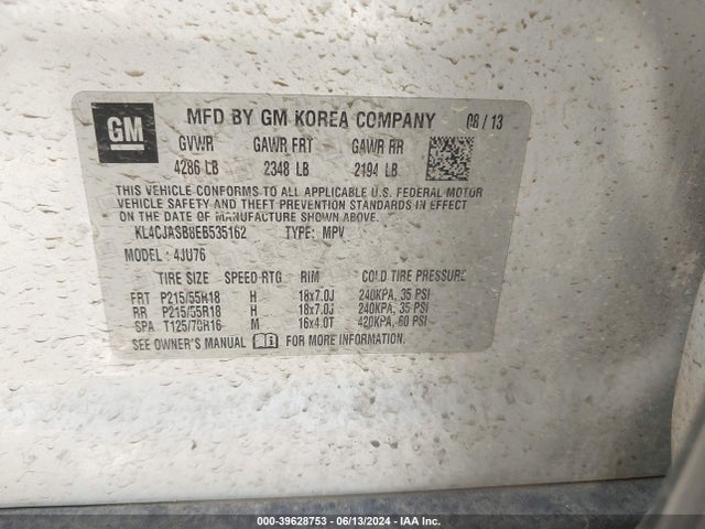 KL4CJASB8EB535162 Buick Encore
