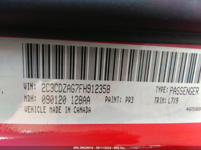 Dodge Challenger Sxt 2015 2C3CDZAG7FH912358 Image 9