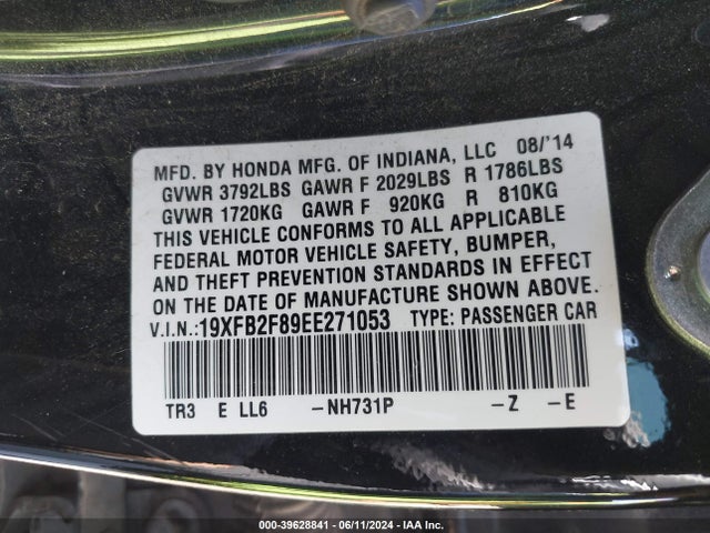 Honda CIVIC EX 2014 19XFB2F89EE271053 Image 9