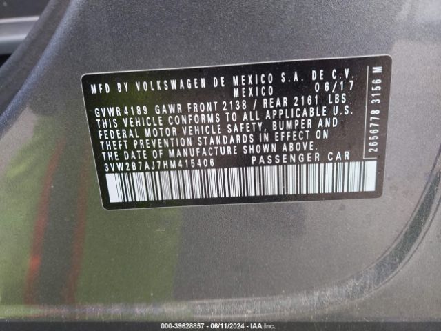 3VW2B7AJ7HM415406 Volkswagen Jetta 1.4t S