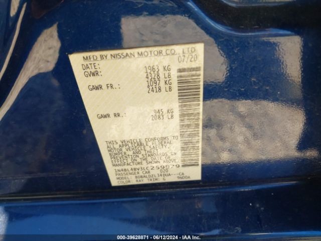 1N4BL4BV3LC259929 Nissan Altima S Fwd