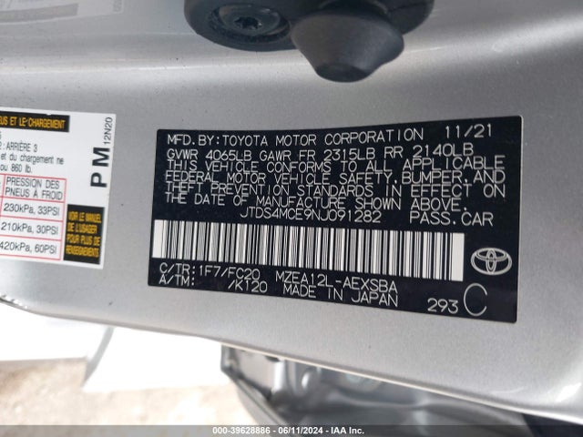 Toyota COROLLA SE 2022 JTDS4MCE9NJ091282 Image 9