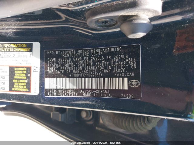 4T1BD1FK1HU228584 Toyota Camry Hybrid Xle