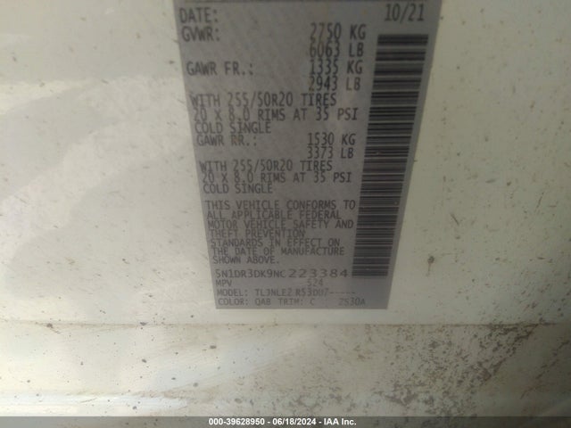 Nissan Pathfinder Platinum 4wd 2022 5N1DR3DK9NC223384 Image 9