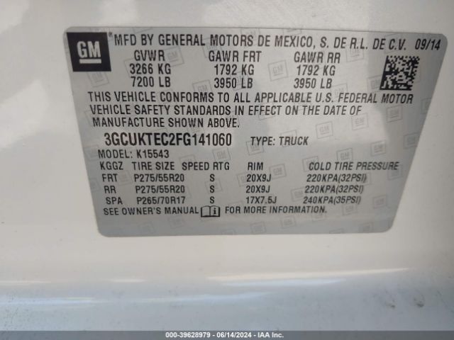 3GCUKTEC2FG141060 Chevrolet Silverado 1500 High Country