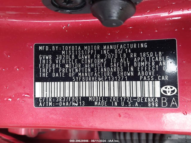 Toyota COROLLA LE 2014 5YFBURHE6EP131271 Image 9