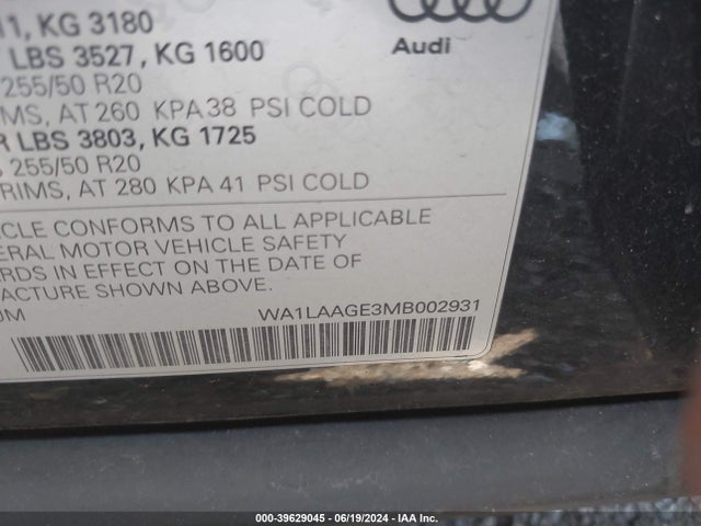WA1LAAGE3MB002931 Audi E-tron Premium Plus Quattro