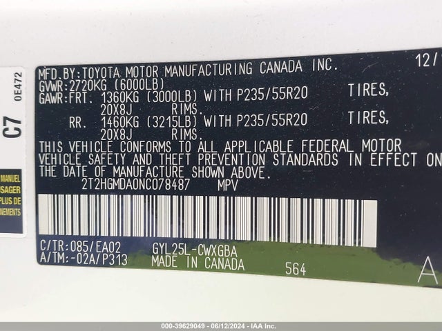 2T2HGMDA0NC078487 Lexus RX 450H