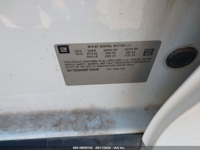 1G11C5SA0GF159325 Chevrolet Malibu Limited Lt