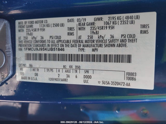 Ford Escape Titanium 2019 1FMCU9J95KUB51846 Image 9