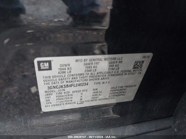 Chevrolet Trax 1ls 2015 3GNCJKSB4FL246234 Image 9