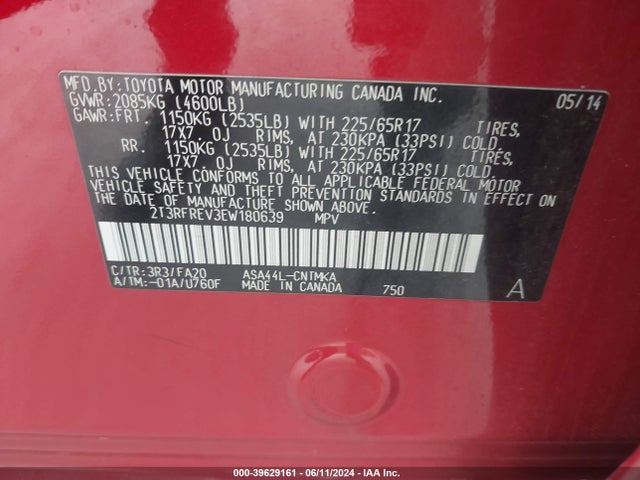 Toyota Rav4 Xle 2014 2T3RFREV3EW180639 Image 9