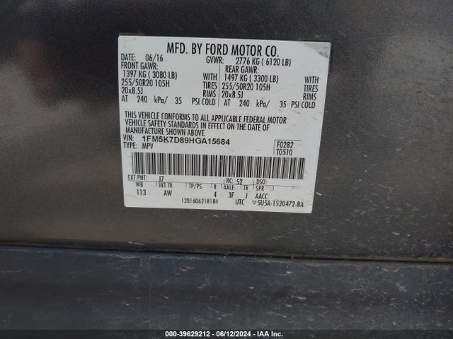 Ford EXPLORER XLT 2017 1FM5K7D89HGA15684 Image 18