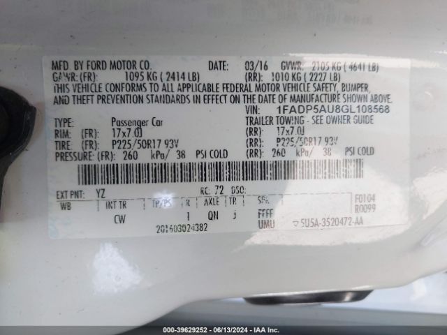 1FADP5AU8GL108568 Ford C-max Hybrid Se