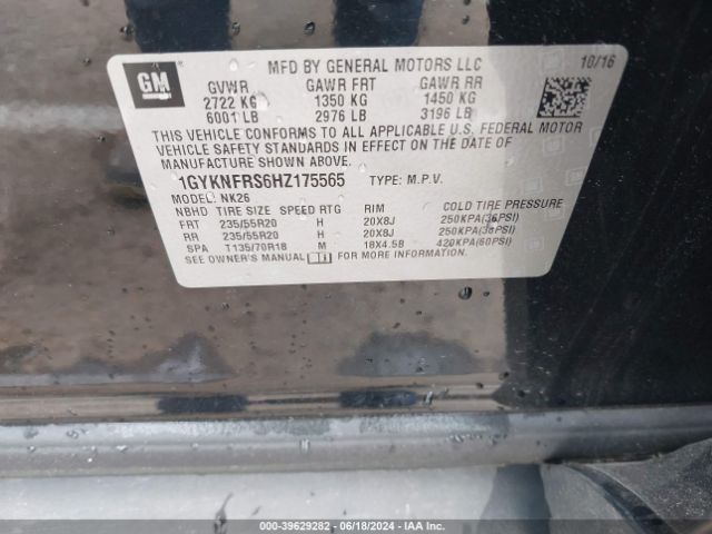 1GYKNFRS6HZ175565 Cadillac Xt5 Platinum
