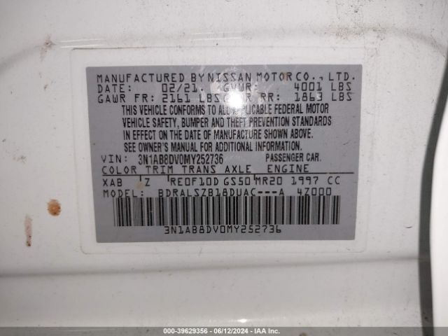 3N1AB8DV0MY252736 Nissan Sentra Sr Xtronic Cvt