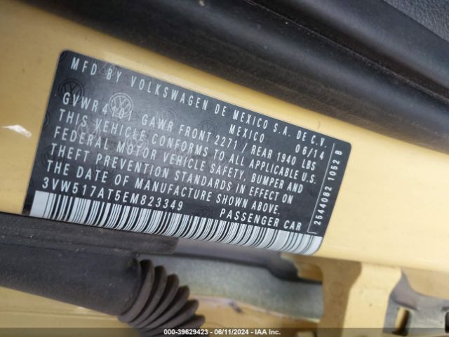 3VW517AT5EM823349 Volkswagen Beetle 1.8t