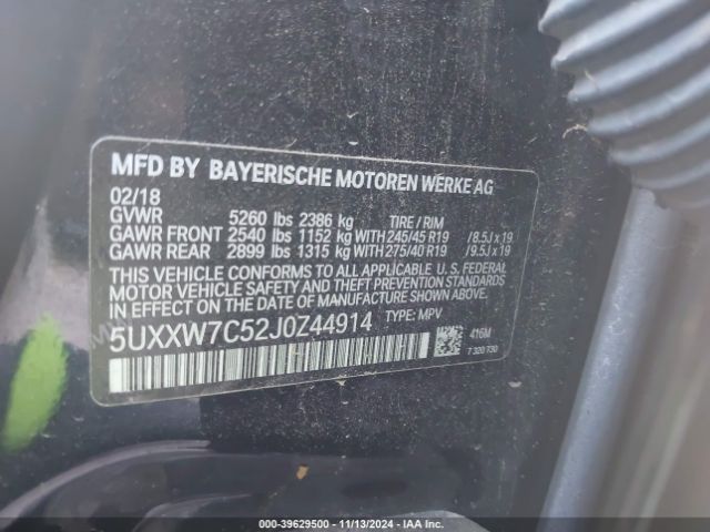 5UXXW7C52J0Z44914 BMW X4 M40i
