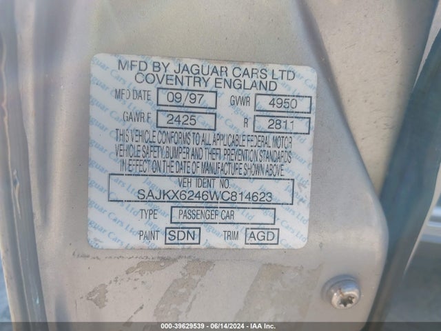 1998 JAGUAR XJ8 SAJKX6246WC814623 Photo 8