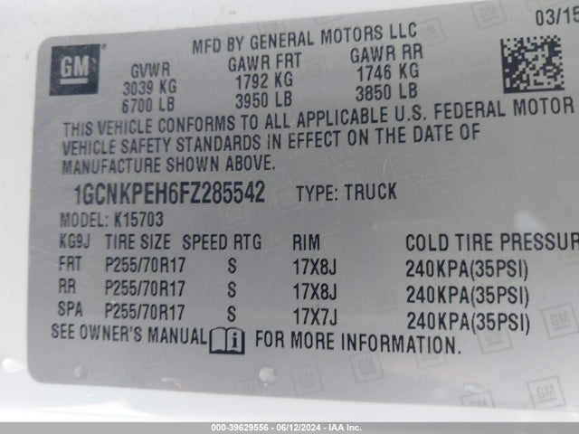 Chevrolet Silverado 1500 Wt 2015 1GCNKPEH6FZ285542 Image 9