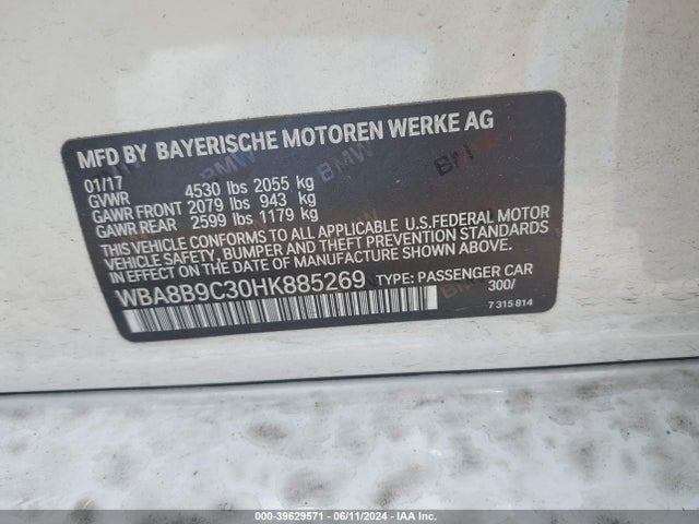 WBA8B9C30HK885269 BMW 330I