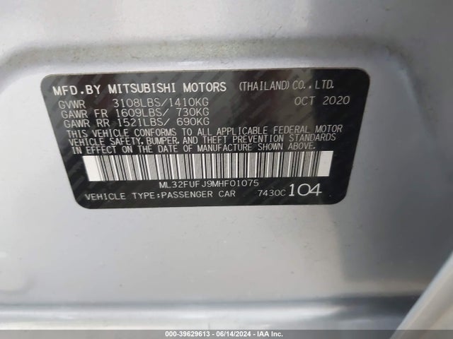 ML32FUFJ9MHF01075 Mitsubishi MIRAGE G4